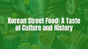 Korean street food market, vibrant stalls with various snacks on sticks, lively atmosphere, bustling city street, traditional Korean style, colorful and appetizing.