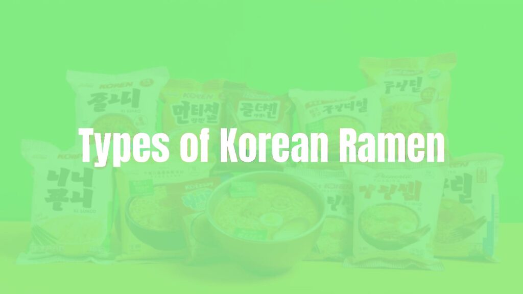 Assortment of Korean ramen packages, various flavors and brands, vibrant colors, appetizing, realistic.