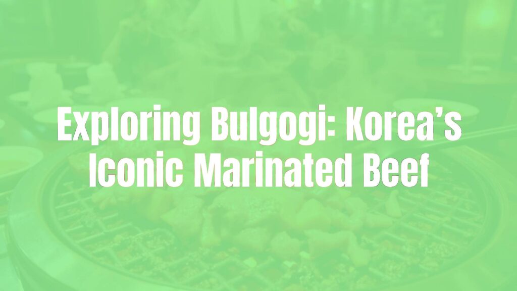 Juicy marinated beef bulgogi sizzling on a Korean BBQ grill, vibrant and smoky, traditional Korean setting, appetizing and rich colors, realistic.