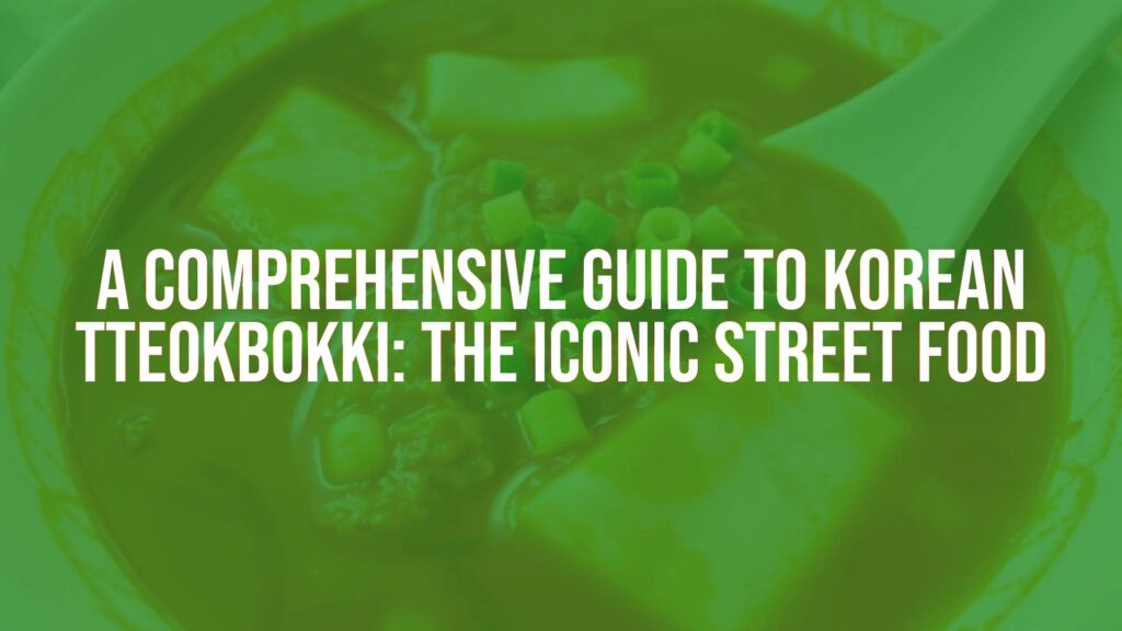 A steaming bowl of Korean tteokbokki with vibrant red spicy sauce, chewy rice cakes, garnished with green onions, realistic and appetizing.