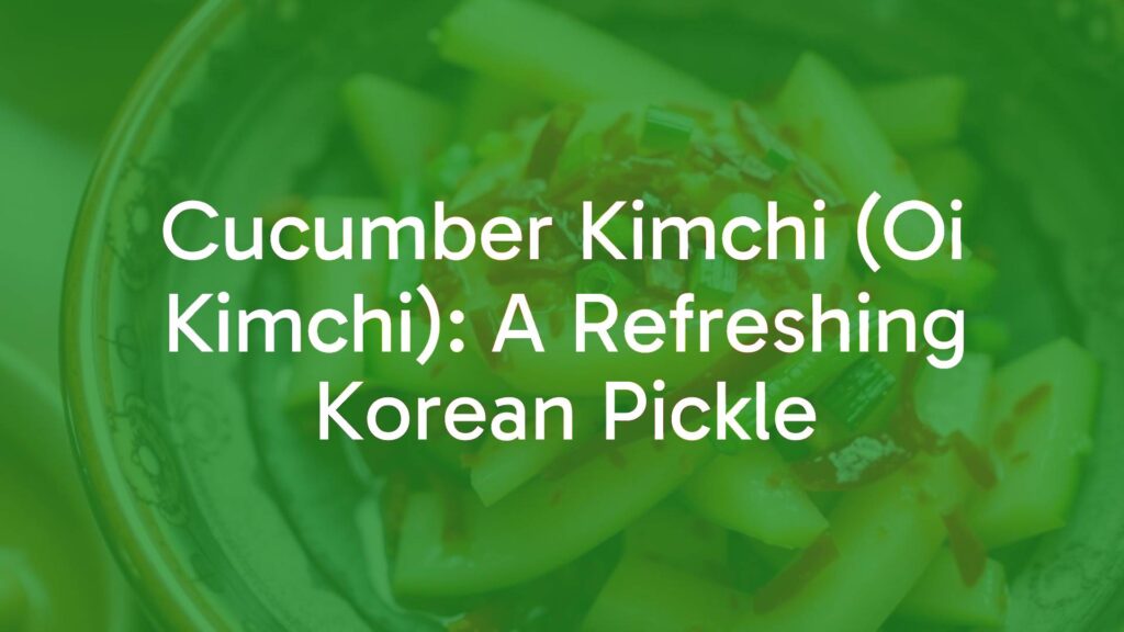 Fresh cucumber kimchi in a traditional Korean bowl, vibrant red chili flakes and green scallions on crisp cucumber slices, appetizing and colorful, realistic.