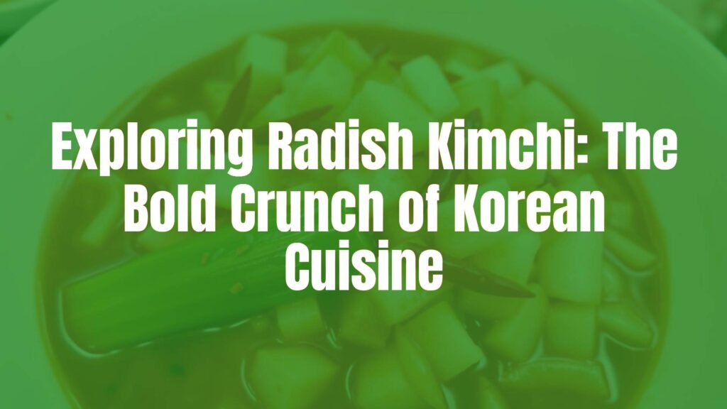 A vibrant bowl of radish kimchi (kkakdugi), fresh and spicy, with diced Korean radish in a red chili and garlic sauce, traditional Korean setting, appetizing, realistic.