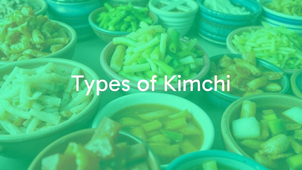 Assorted types of kimchi in colorful bowls, vibrant red and green hues, traditional Korean setting, fresh ingredients, realistic.