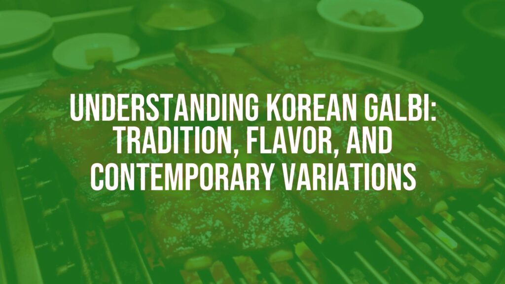 Korean BBQ short ribs (galbi) sizzling on a grill, caramelized marinade, smoky atmosphere, traditional Korean dining setting, realistic.